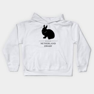 Netherland Dwarf Rabbit Black Silhouette Kids Hoodie